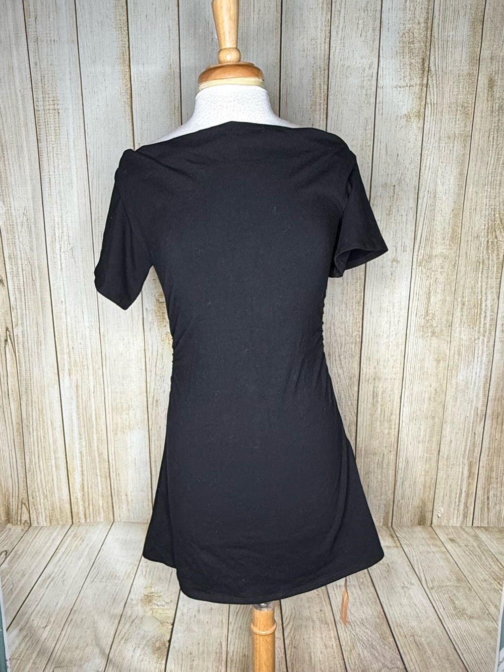 Reformation Black Side Ruched Mini Dress